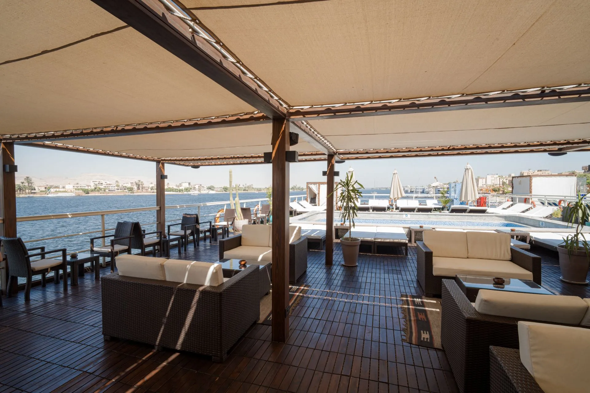Sun deck of the MS Nile Plaza Nile Cruise Nile cruise